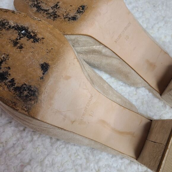 Patricia Green Dylan Chunky Tan Suede Platform Slide Sandals sz 10 - Picture 9 of 10